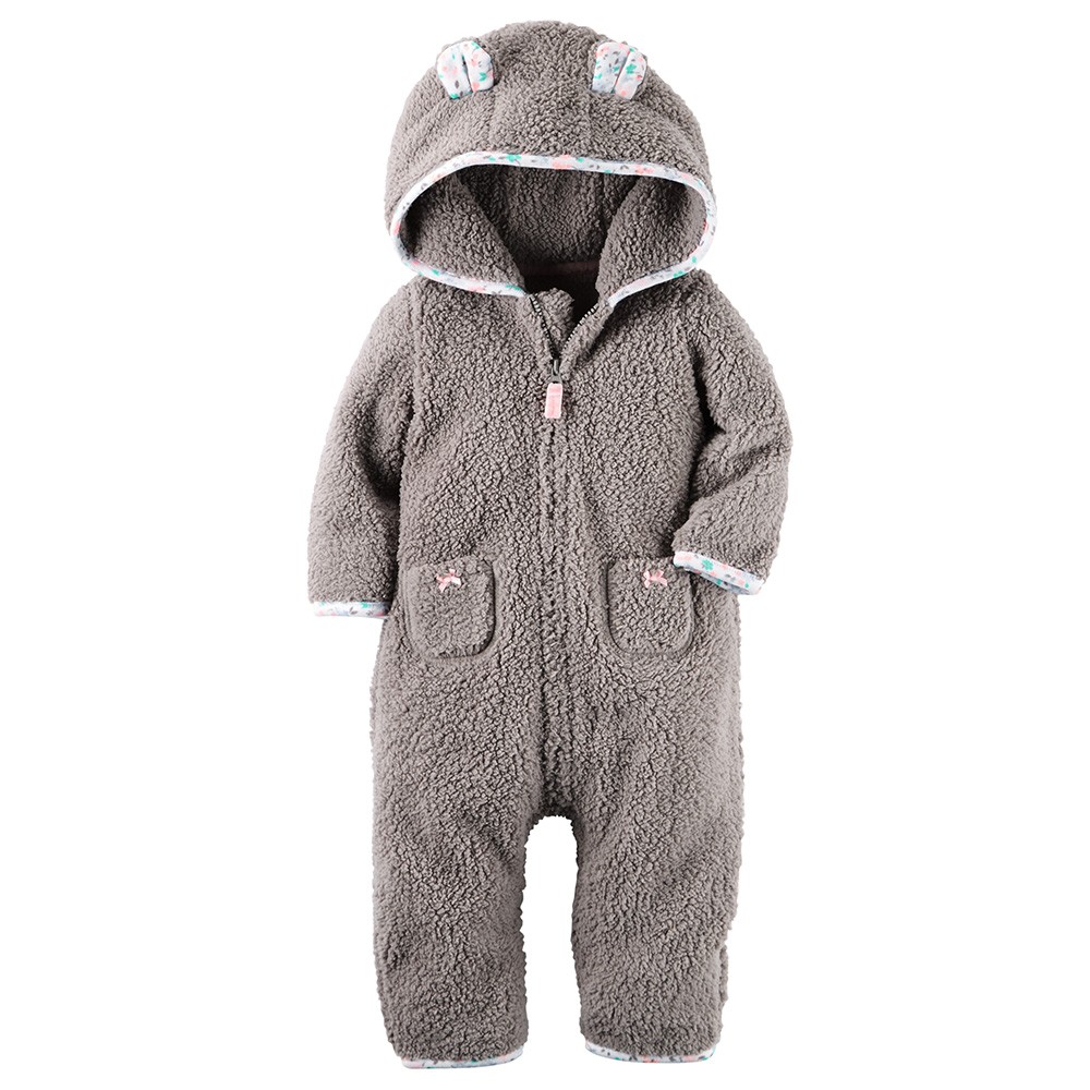 hooded sherpa jumpsuit