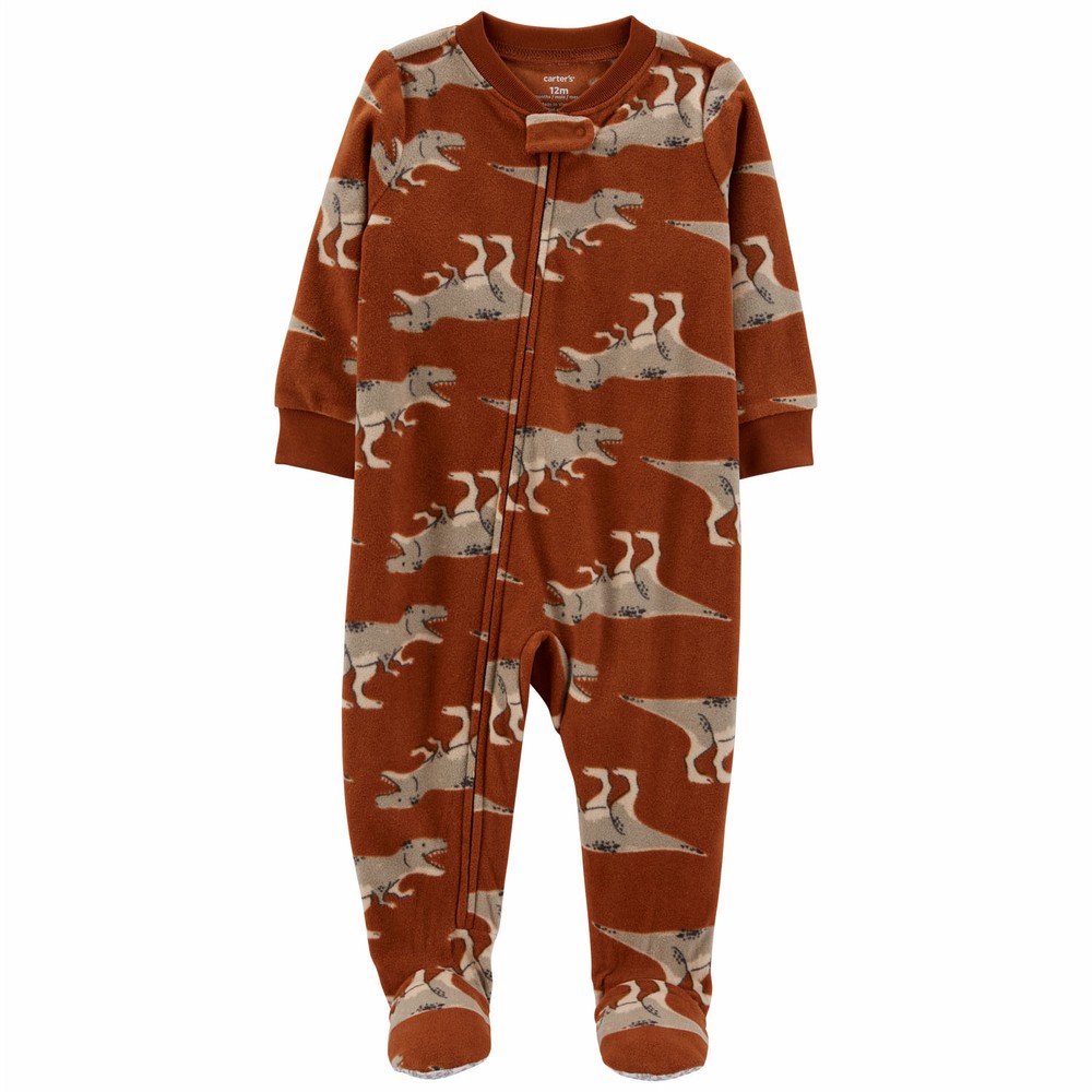 Carter's Dinosaur Fleece Footie One Piece Pjs | Baby Boy