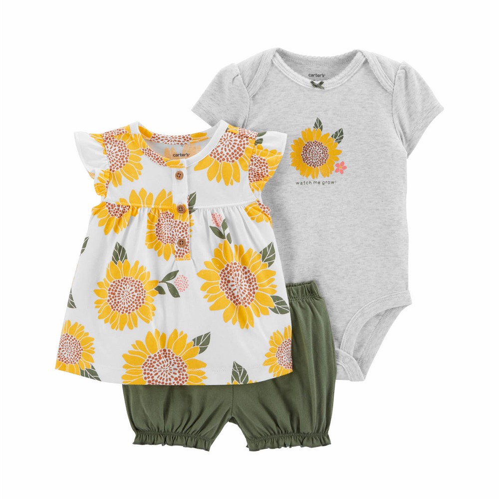 Carter's 3-Piece Sunflower Little Short Set | Baby Girl