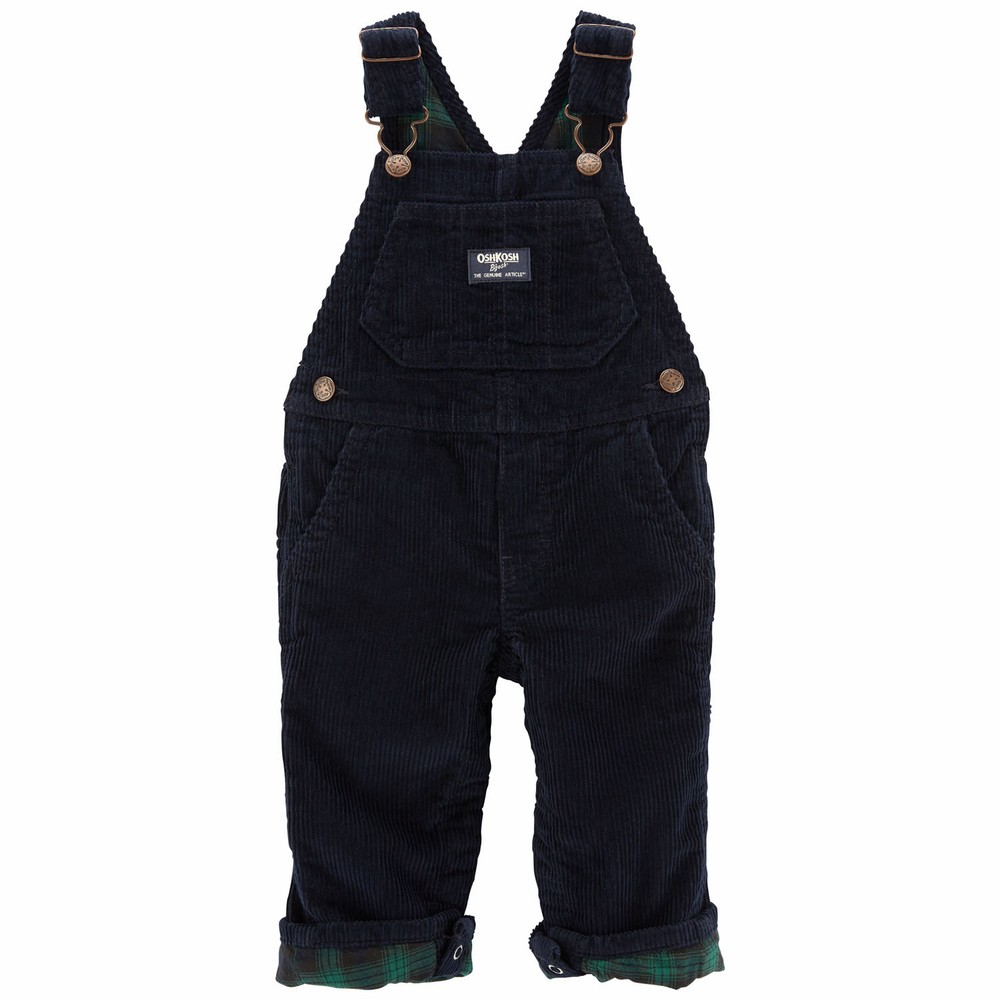 OshKosh B'gosh Plaid-Lined Corduroy Overalls | Baby Unisex