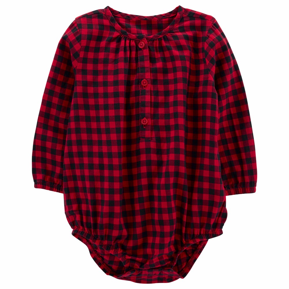 OshKosh B'gosh Buffalo Plaid Print L/S Bodysuit | Baby Girl