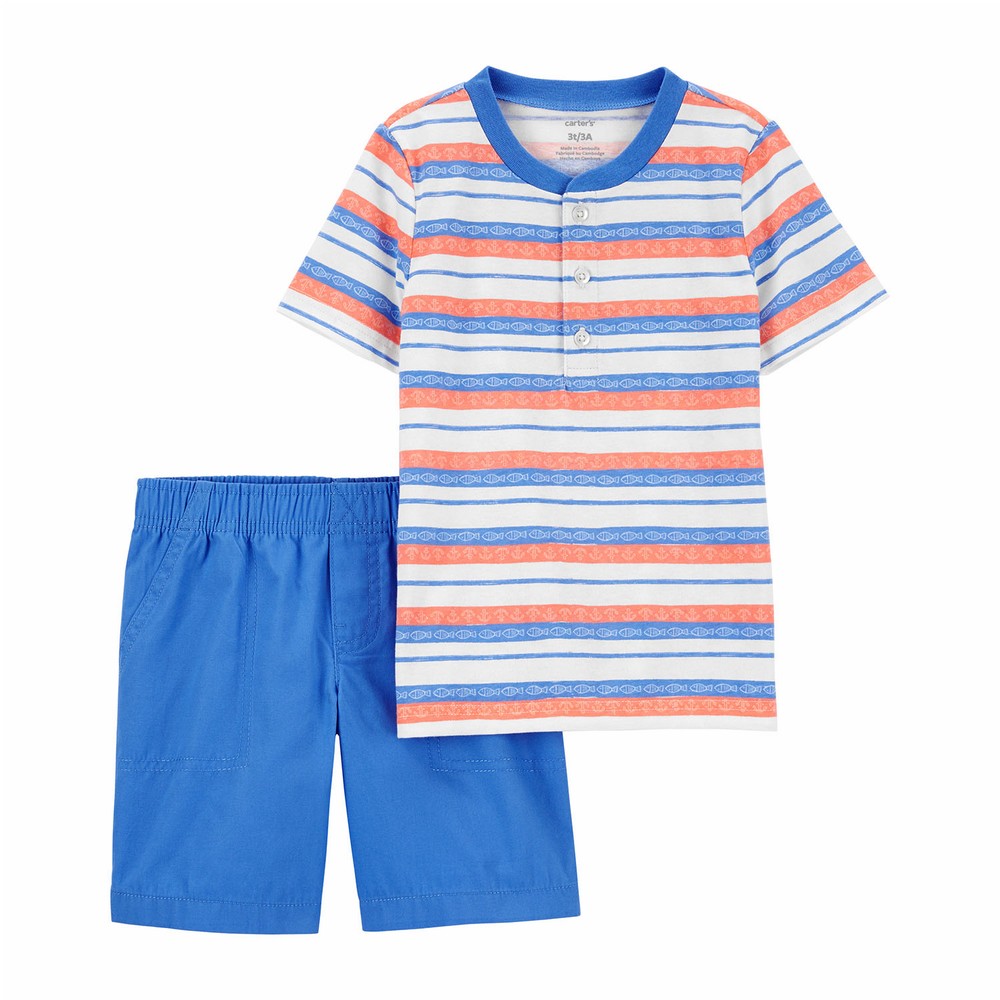 Carter's 2-Piece Henley Tee & Short Set | Baby Boy