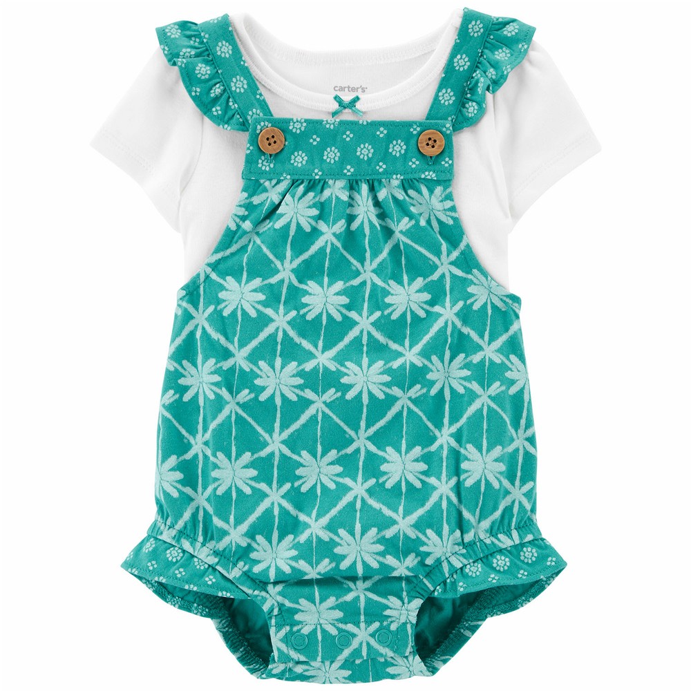 Carter's 2-Piece Tee & Tropical Shortall Set | Baby Girl