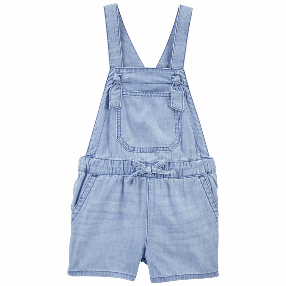 OshKosh B'gosh Denim Drawstring Shortalls in Barcelona Wash | Toddler Girl