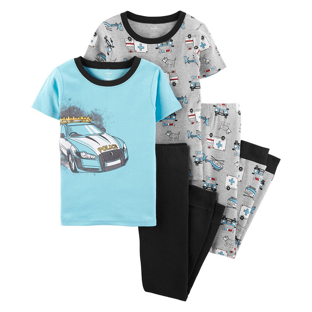 Carter s 4 Piece Police Car Snug Fit Cotton PJs Boy