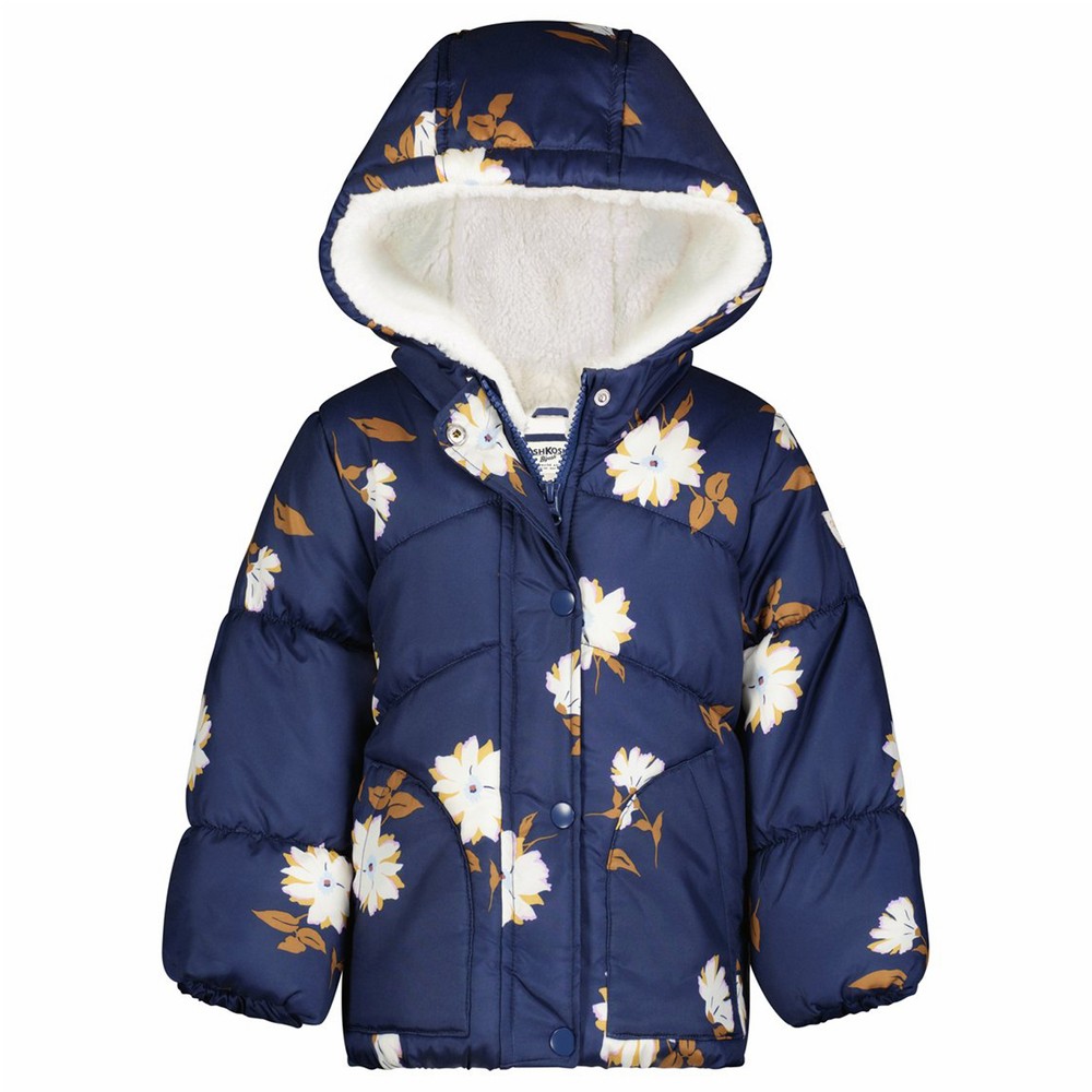 OshKosh B'gosh Floral Sherpa Lined Insulated Puffer | Toddler Girl